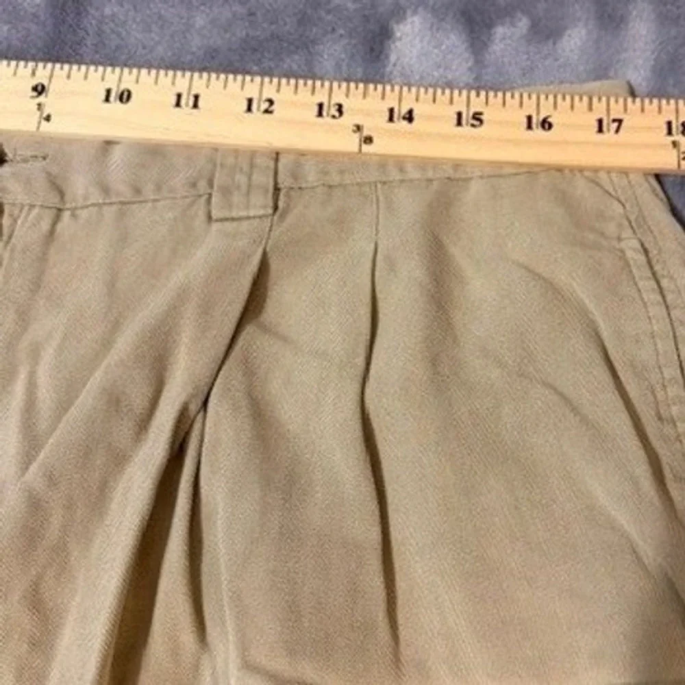 Folio Saks Fifth Avenue Mens 38 100% Silk Double Pleated Classic Shorts Khaki